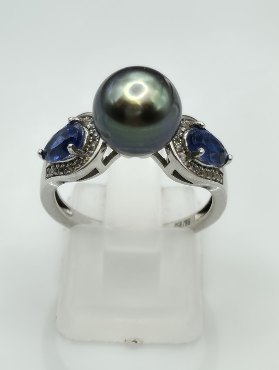 Jewelry - Luxurious Rare Designer Signed Peacock Tahitian Pearl And Topaz Ring